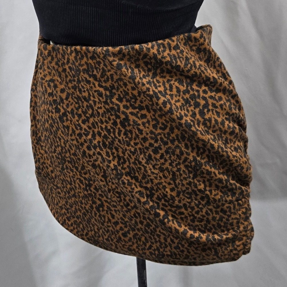 Urban Outfitters Leopard Print Ruched Mini Skirt Brown Black Womens Small Y2K